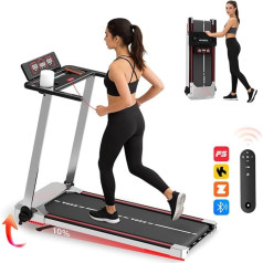 TODO Treadmill for Home with 10% Tilt, 1-12 km/h Folding Walking Pad, 3.5HP Desk Treadmill for Home & Office with Bluetooth Speaker, 12 Programmes, App and LED Display