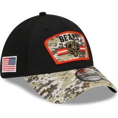 New Era Chicago Bears NFL On Field 2021 Salute to Service Black 39Thirty Stretch Cap - L-XL (7 1/8-7 5/8), Black camo