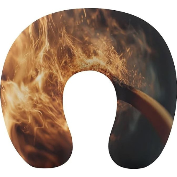 Blazing Flame Print Foam Travel Pillow for Headrest, U-shaped Neck Pillow for Aeroplane