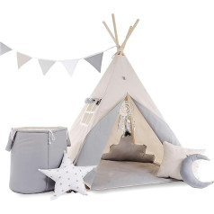 Children's Toy Teepee / Tipi Set, Indoors or Outdoor Play Tent with 8 Elements and Window