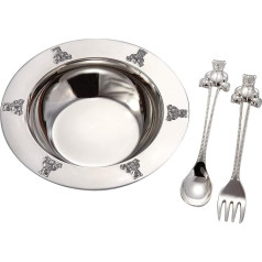 1 X Silverplated Baby Bear Bowl, Spoon, Fork Set