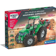 Clementoni - Science and Game - My Mechanics Workshop - Agricultural Machines - Construction and Imagination Game - 10 Models - For Children Aged 8 Years and Up
