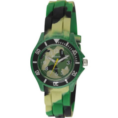 Ravel Children's Easy Read Quartz Watch with Multicolour Dial Analogue Display and Green Army Silicone Strap R1802.11
