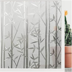 Finnez Window Film, Bamboo Privacy Film, Window Self-Adhesive Opaque Adhesive Film, 3D Decorative Film, Static Anti-UV for Bathroom, Bedroom, Kitchen, 90 x 200 cm