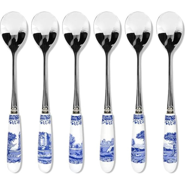 Blue Italian Tea Spoons S/6, Blue & White