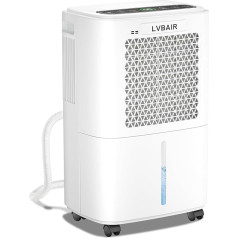 Electric Dehumidifier 12 L/Day for 25 m²/122 m³ - Powerful Dehumidification, 2L Tank & Continuous Drainage, Quiet Operation, for Bedroom, Basement, Living Room