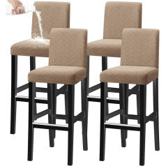 Bar Stool Covers, Stretch Removable Washable Slipcover for Short Rotating Dinning Chair Back Bar Stool (Sand, Set of 4)