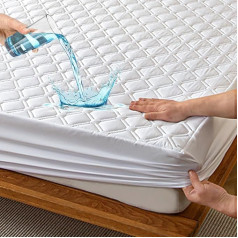 HIGHDI Waterproof Quilted Mattress Protector Double 30cm Deep Fitted Sheet 135x200cm Absorbent Fitted Sheet Mattress Cover