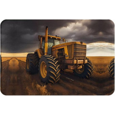 Tractor in The Field 16 x 24 Inch Non-Slip Flannel Floor Mat with Pattern Suitable for Indoor Outdoor Home Decoration