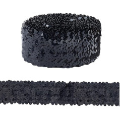 5 Yards 1.89 Inch Wide Black Elastic Sequin Ribbon Trimmings Bling Stretch Sewing Trim Sequins Fabric Trim for DIY Crafts and Sewing for Weddings Wedding Dresses