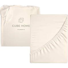 Cube Home - Luxury Fitted Sheet, Deep Pocket - 100% Natural Bamboo, Soft, Breathable, Anti-Bacterial, Anti-Allergy, Double Bed 140x200 cm - Beige