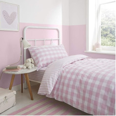 Catherine Lansfield Check and Stripe Pink Bedding Set 240 x 220 + 65 x 65 cm (2)