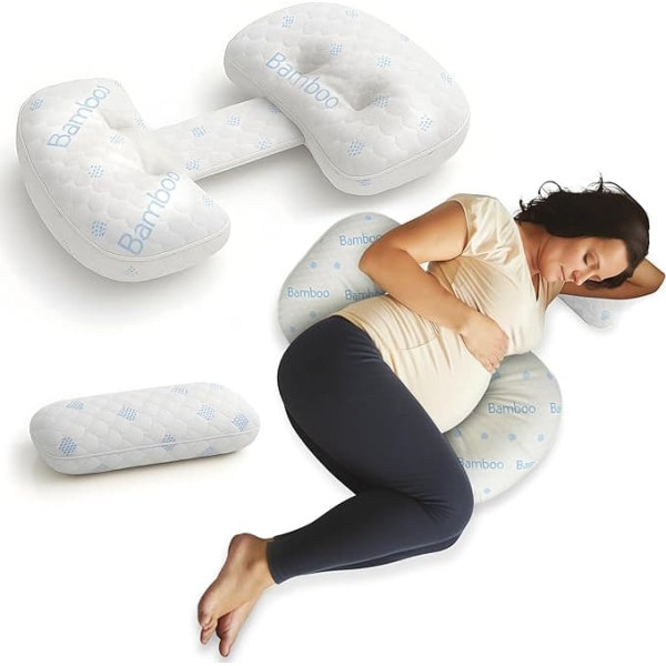 Pregnancy Pillow, Pregnancy Pillow with Back Support, Hips, Legs and Abdomen, Side Sleeper Pillow, Multifunctional Nursing Pillow, Removable and Adjustable