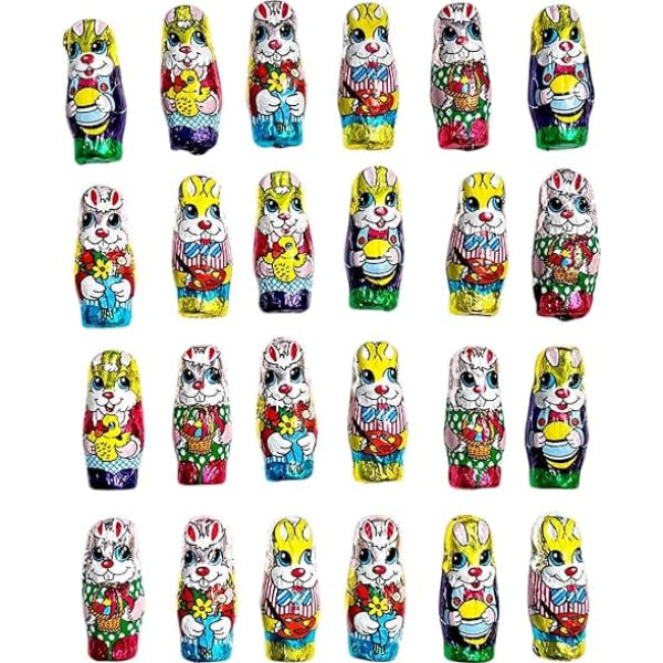 Easter Decoration Economy Pack, 24 Easter Bunnies Made of Chocolate, Individually Wrapped, 170 g CAPTAIN PLAY Easter Chocolate for Decorating and Decorating