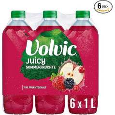 Volvic Juicy Multifruit - Made from Multi Fruit and Carrot Juice Concentrates - Natural Flavours Only - 6 x 1 Litre