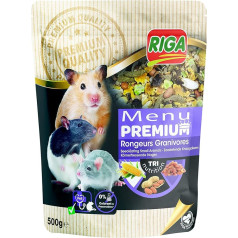 Riga - Premium Menu for Rodents Granivores - Mix of Seeds, Grains, Vegetables, Fruits and Nuts - Concept Tri-Nutrition - Rich in Vitamins and Minerals - 500g