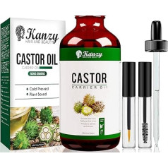 Kanzy Castor Oil Cold Pressed 100 ml, Castor Oil for Hair Growth Natural Castor Oil for Body, Hair, Nails, Eyelashes, Eyebrows