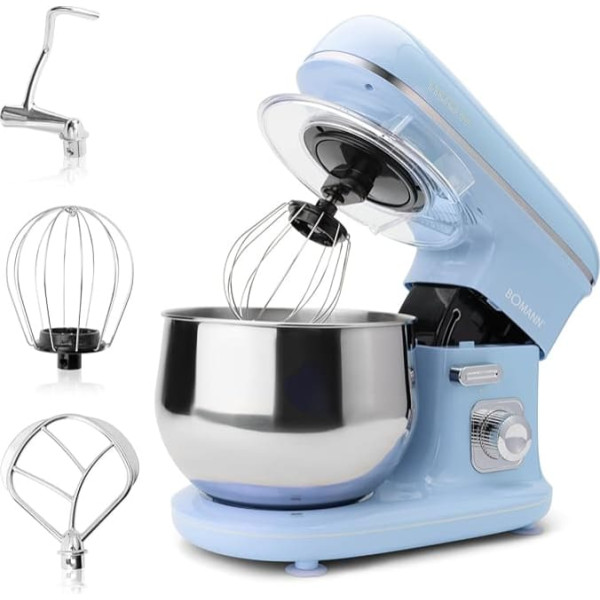 Bomann KM 6030 CB Food Processor 1100 Watt | Kneading Machine 5 L | Includes Dough Hook, Mixing Hook and Snow Bans | for up to 3 kg Dough | Robust Special Gear | Food Processor | Dough Machine KM 6030 CB Blue