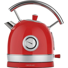 Cecotec Thermosense 420 Vintage Light Red 1.8 Litre Kettle 2200 W Capacity 8 Cup Tea Temperature Display Vintage Style 360º Rotating Base Stainless Steel in Red