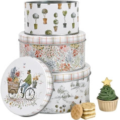 Biscuit Tin Christmas Set of 3 Metal Tins Christmas Biscuit Tins, Christmas Biscuit Tins, Christmas Baking Tins, Christmas Decoration, Cookie Tins for Christmas Party, DIY Candy Tin