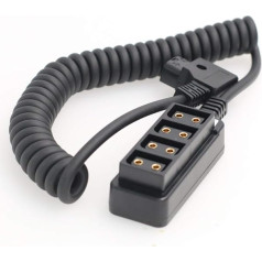 SZRMCC D-Tap Male to 4-Port D-Tap Female Hub Splitter Coiled Cable for ARRI RED Cameras Monitor Performance (Coiled Cable)