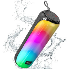VOCH Tragbarer Bluetooth 5.3 Lautsprecher mit RGB Licht, 40W Stereo Sound, Bluetooth 5.3, TWS Pairing, IPX7 Wasserdicht, 20 Std Akku, Lauter Sound für Party, Outdoor, Camping, Reisen