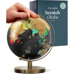 Luckies of London Scratch Map World Globe | World Map for Scratching | World Globes for Adults | Scratch Map & Travel Map | Desk Gadgets for Men & Desk Decoration | Travel Gifts for