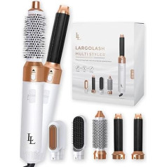 5-in-1 Hot Air Brush Set, Quick Drying Hair Dryer Brush, Warm Air Curling Brush, 3 Temperatures, Car Wrap Curling Attachment, Negative Lonen, 1000 Watt, No Heat Damage (White)