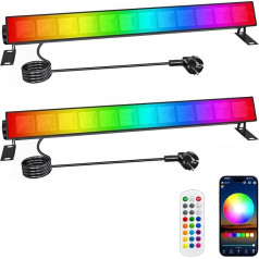 CREATESTAR 30 W RGB LED Spotlight, Pack of 2 RGB Wallwasher Light with Bluetooth App and 2.4G Remote Control, IP66 Waterproof RGB Spotlight with Timer Memory Function for DJ Party Stage Lights Garden