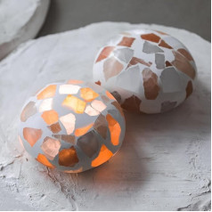 PRANSITO Broken Light Mochi BRIS Small LED Mood Lamp Handmade Natural Plaster Stone USB Charger