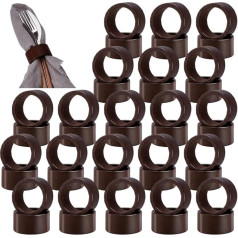 AHANDMAKER Pack of 50 Wooden Napkin Rings, Napkin Holders for Dining Tables, Buckles, Round Holders for Dining Room, Anniversary, Birthday, Dinner, Christmas Party or Table Decoration (Brown)