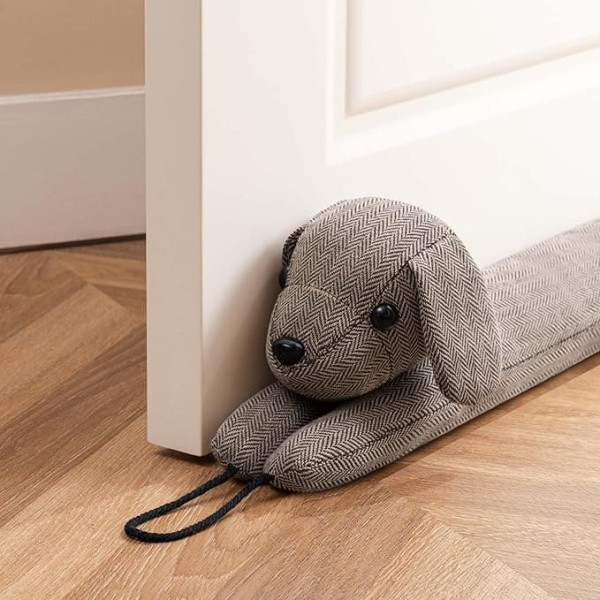 HBselect Draught Excluder for Door, Cuboid Door Seal Bottom, Draught Excluder, Wind Stopper Protection Against Draughts and Noise, Suitable for Doors and Windows, Brown Dog, 91 cm