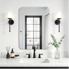 KOCUUY Rectangular Frameless Bathroom Mirror, 70 x 50 cm Wall Mirror, Mirror with Shatterproof Glass, HD Reflection, Rounded Corners, Suitable for Bathroom, Bedroom or Dressing Room