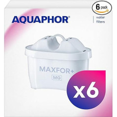 AQUAPHOR Maxfor+ Mg Pack 6 Filter Cartridge I Filters Limescale & Chlorine as well as Heavy Metals & Other Substances I 200 L Clear & Delicious Water I With AQUALEN Technology I For Better Eating &