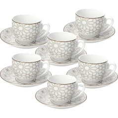 Tognana Habana Set of 6 Coffee Cups and Saucers, Porcelain, Beige