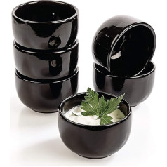 Urban Lifestyle Dip Bowls Set of 6 Kuro Black - Dip Bowl Made of Porcelain Diameter 6 x 4 cm and 60 ml - Small Bowls, Sauce Bowls for Sushi & Soy Sauce Bowl, Round Sauce Bowl