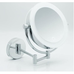 XXL Tokyo Cosmetic Mirror - LED Make-Up Mirror 5x/10x Magnification - Wall Mounted with Dimmer & Auto-Off - Extendable Beauty Mirror Diameter 18.5 cm - Operated with Batteries or USB Cable