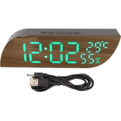 Tnfeeon Digital Alarm Clock, LED and Mirror Desk Clock, Large Display with USB Charger, Automatic Dimmer Mode, 12 Hour 24 Hour, Modern Electronic Clock for Bedroom