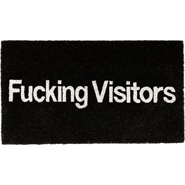 Fisura F*cking Visitor Door Mat Coir with Non-Slip PVC Backing Indoor Mat Black Hand Painted Entrance Area Mat 70x40cm