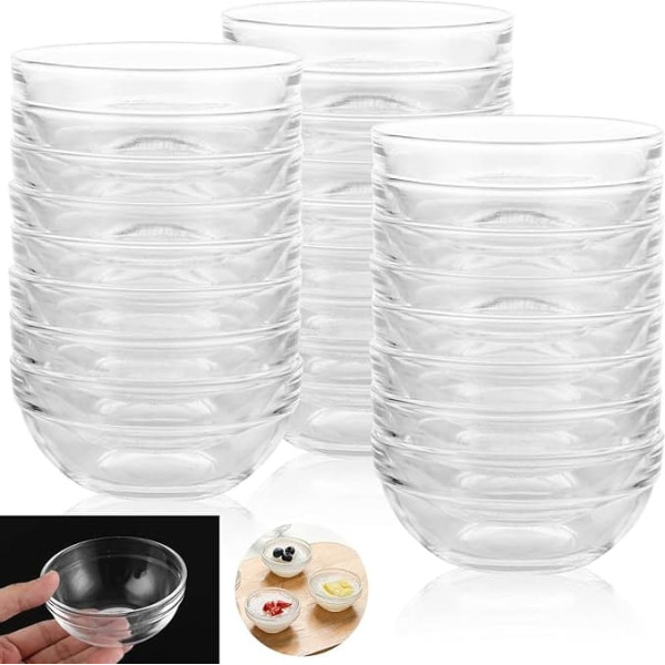 28 x Dip Bowls, Diameter 9 cm, Glass Dessert Bowls, Dessert Glasses, Snack Bowls, Dip Bowls for Desserts, Tapas and Snacks