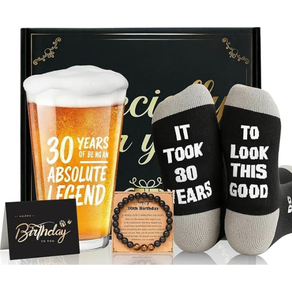 30th Birthday Gifts for Men, Gift Set for Him, Funny and Unusual Gifts for Men, Christmas, Father's Day, Beer Glass Set, Ideas, Gifts for Dad, Boyfriend, Brother