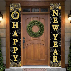 Large New Year Door Banner, 2 Pack - 72 x 12 inch, Happy New Year Banner 2023 | New Year Door Hanger Decorations | New Year Door Sign for New Year's Eve Party Supplies 2023 Happy New Year Ear