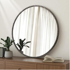 Round Mirror for Living Room Wall Decoration Large Metal Frame Circle Mirror for Bathroom Dining Room Bedroom Hallway Entrance Bronze 45 x 45 cm