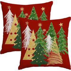 Christmas Pillow Covers 24x24 Inch 2 Pack Christmas Tree Red Decorative Pillow Covers Winter Holiday Decoration for Home Couch Sofa