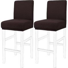 PiccoCasa Stretch & Removable Dining Chair Covers for Pub Counter, Set of 2 Bar Stool Covers with Elastic Bottom - Spandex Short Back Chair Covers Protector Dark Brown