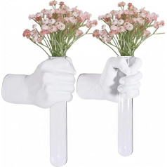 Wall Sculptures, Hand Vase, Home Decor, Wall Mounted Art Sculpture, Unique Wall Art Statue, Funky Flower Vase Decorations, Modern Eclectic Hanging Decoration, Hand Statue (White)