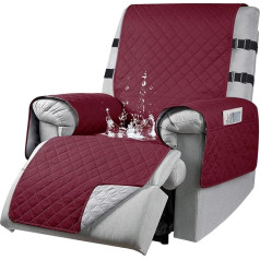 100% Waterproof Armchair Cover, Quilted Sofa Chair Cover with 2 Elastic Straps, Washable Deck Chair Cover, 230 x 200 cm