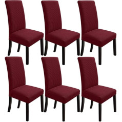 NORTHERN BROTHERS Dining Room Chair Covers Spandex Fabric Stretch Chair Covers for Dining Room, Wine Red, Set of 6