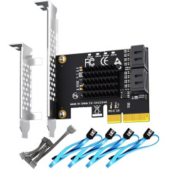 GLOTRENDS SA3234-C 4-Port PCIe X4 SATA Expansion Card with SATA and Power Cables, Compatible with Windows, Linux, Mac OS, NAS