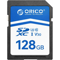 ORICO 128GB SD Card UHS-I C10 U3 V30 Full HD 4K Read Speed up to 100MB/s SDXC Memory Card for Canon, Nikon, Sony, Fujifilm DSLR Cameras and Mirrorless Cameras - SD30